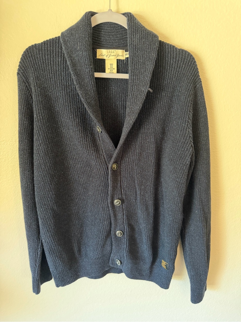 H&M Men's Shawl Collar Cardigan in Dark Gray